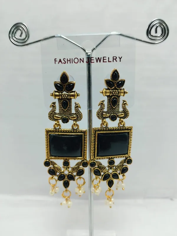 Black_And_Gold_Brass_Statement_Earrings_For_Women