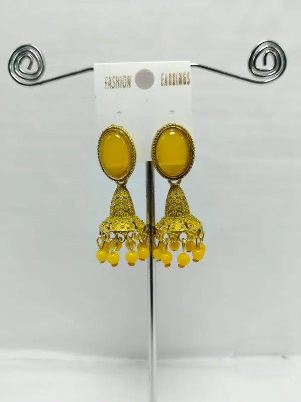 Yellow_Brass_Jhumka_Earrings_For_Women