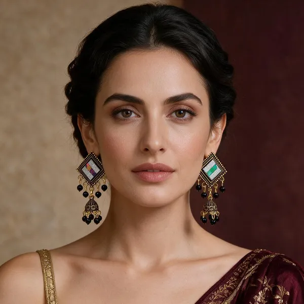 Black_And_Gold_Brass_Jhumka_Earrings_For_Women
