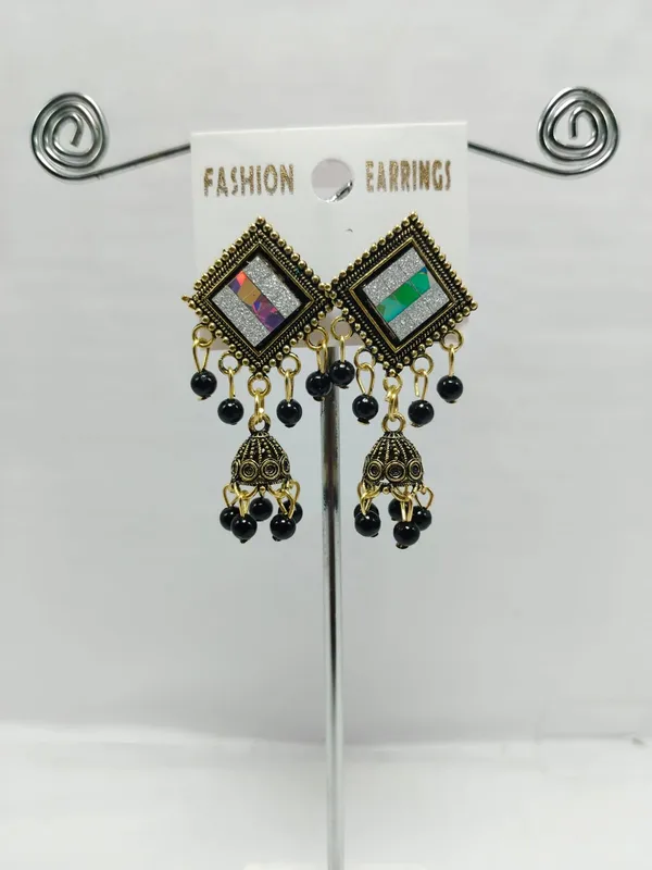 Black_And_Gold_Brass_Jhumka_Earrings_For_Women