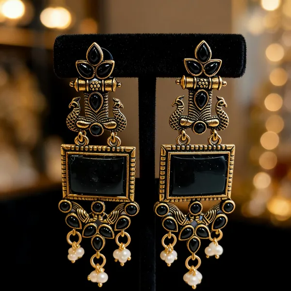 Black_And_Gold_Brass_Statement_Earrings_For_Women