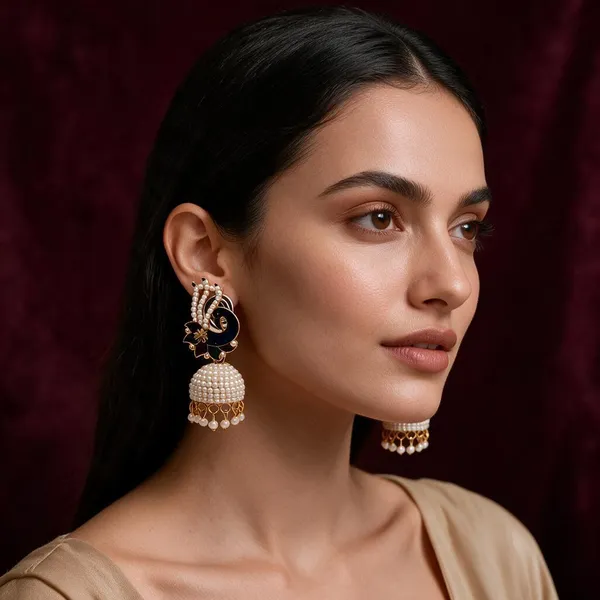 Black_And_Gold_Brass_Jhumka_Earrings_For_Women