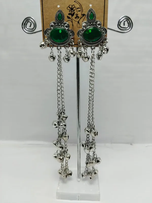 Green_And_Silver_Brass_Drop_Earrings_For_Women