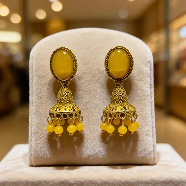 Yellow_Brass_Jhumka_Earrings_For_Women