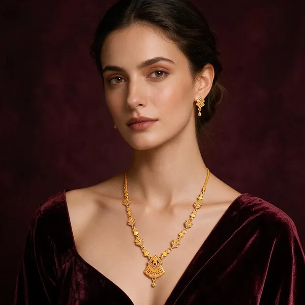 Gold_Brass_Necklace_&_Earrings_Set_For_Women