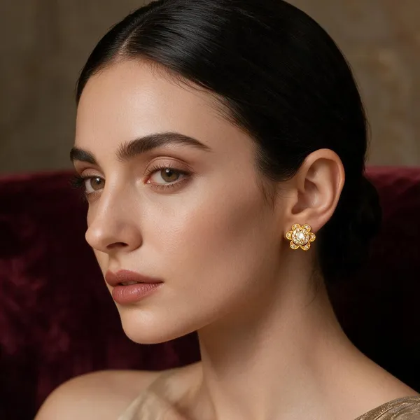 Gold_Brass_Stud_Earrings_For_Women