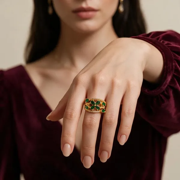 Green_Gold_Tone_Floral_Ring_for_Women