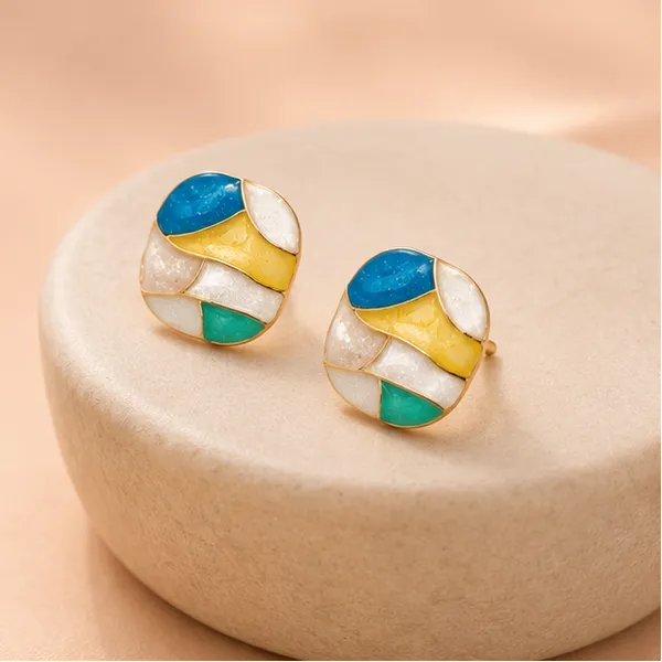 Abstract_Mosaic_Enamel_Stud_Earrings_Colourful_Geometric_Studs