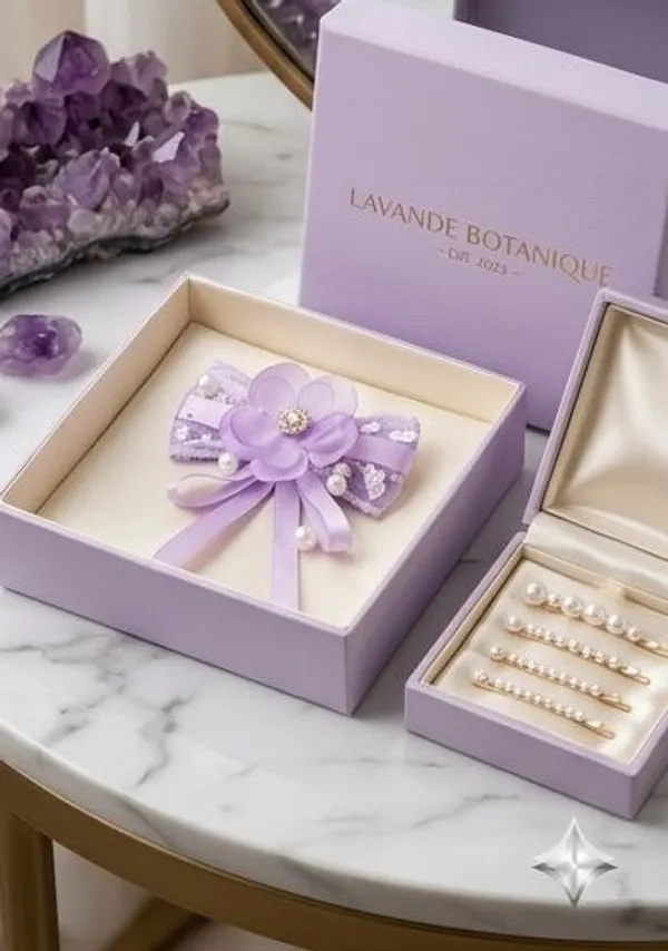 Floral_Hair_Clip_For_Girls_Lavender_Orchid_Ribbon_Pearl_Clip
