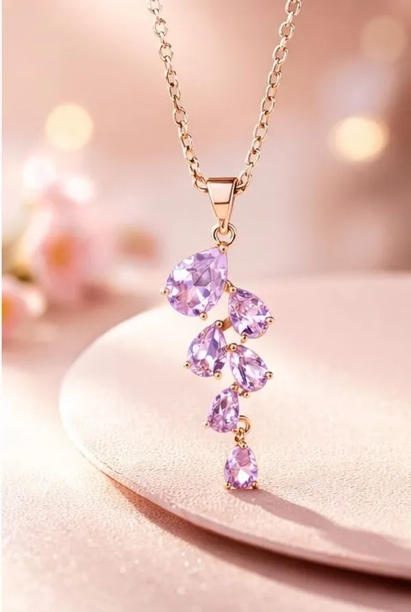 Teardrop_Pendant_Necklace_For_Women_Gold_Plated_Pink_Crystal_Drop_Chain