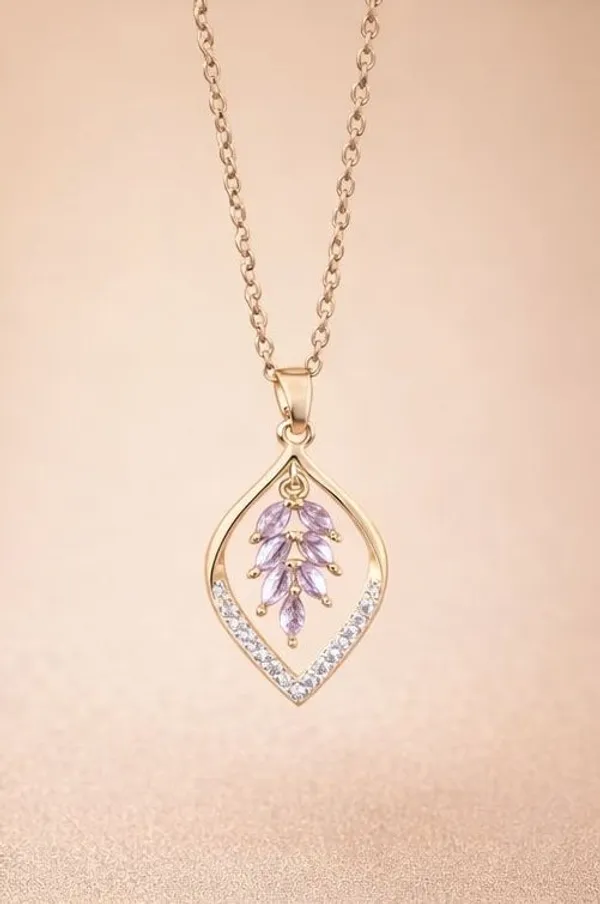 Leaf_Pendant_Necklace_For_Women_Gold_Plated_Pink_Crystal_Leaf_Chain