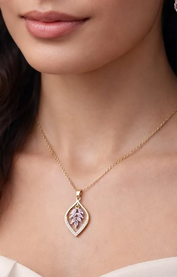 Leaf_Pendant_Necklace_For_Women_Gold_Plated_Pink_Crystal_Leaf_Chain