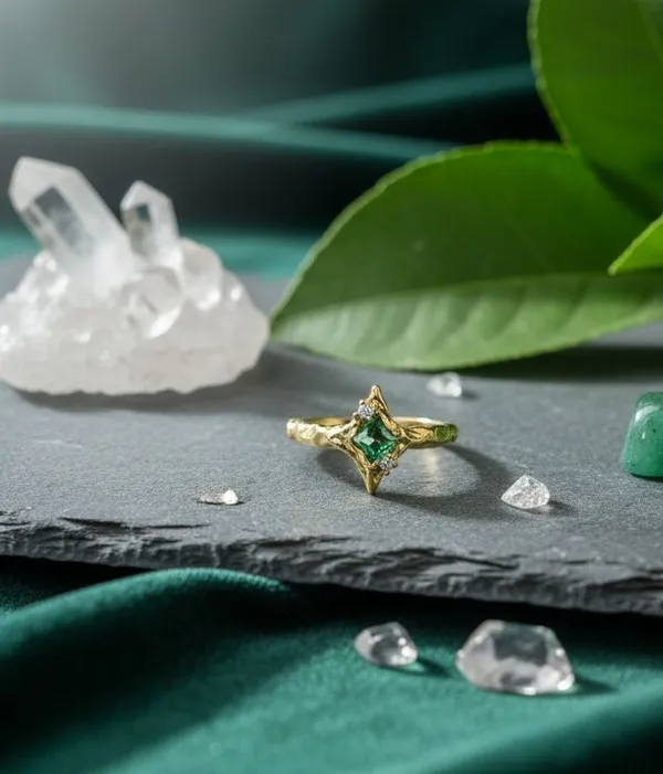 Green_Stone_Ring_For_Women_Gold_Tone_Kite_Cut_Gemstone_Adjustable_Ring
