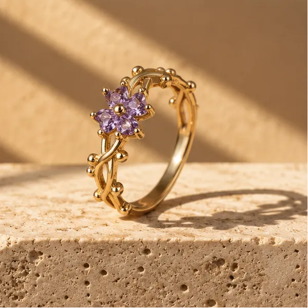 Purple_Floral_Ring_For_Women_Gold_Vine_Adjustable_Crystal_Ring