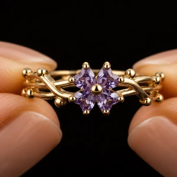Purple_Floral_Ring_For_Women_Gold_Vine_Adjustable_Crystal_Ring