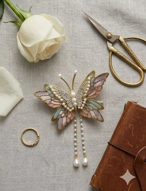Butterfly_Hair_Clip_For_Women_Pearl_Crystal_Gold_Wire_Party_Hair_Accessory