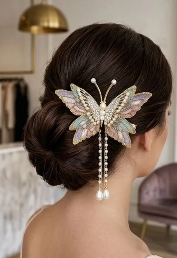 Butterfly_Hair_Clip_For_Women_Pearl_Crystal_Gold_Wire_Party_Hair_Accessory