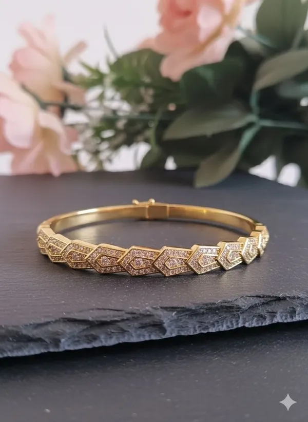 Crystal_Bangle_Bracelet_For_Women_Gold_Geometric_Pave_Link_Cuff