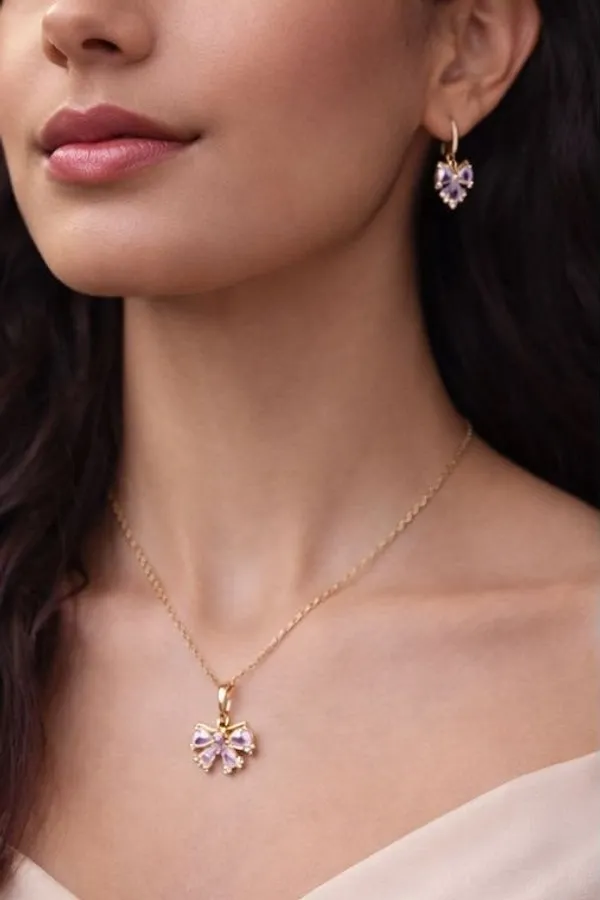 Bow_Pendant_Necklace_With_Pink_Crystals_Gold_Necklace_For_Women