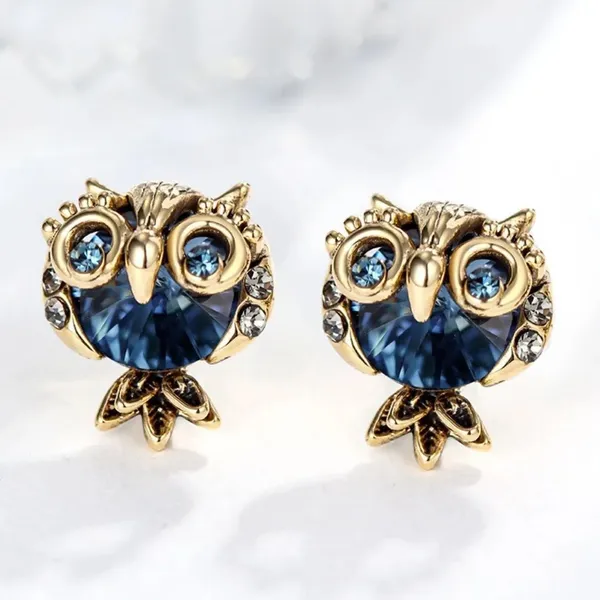 Owl_Stud_Earrings_In_Gold_Tone_Alloy_Trendy_Daily_Wear_Blue