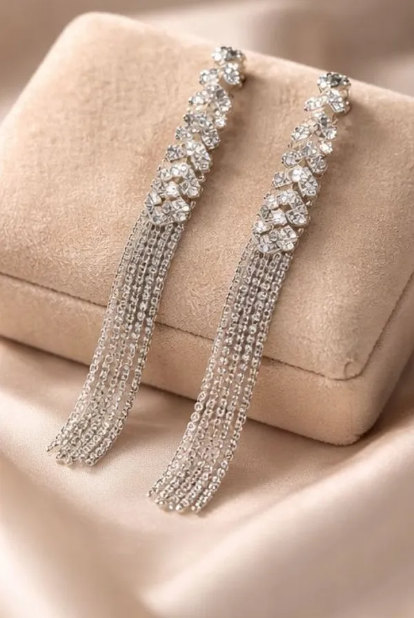 Silver_Tassel_Fringe_Drop_Earrings_Korean_Style