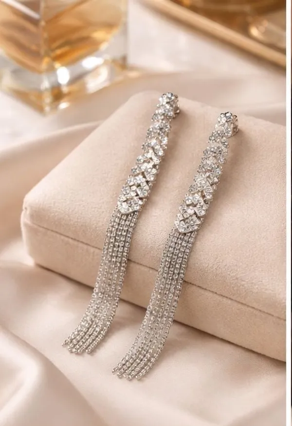 Silver_Tassel_Fringe_Drop_Earrings_Korean_Style