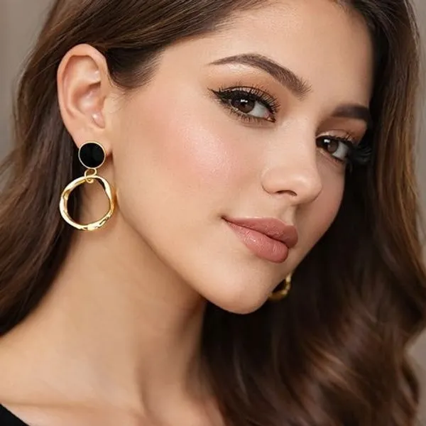 Black_Round_Drop_Earrings_With_Open_Gold_Hoops_For_Women_Black_Gold