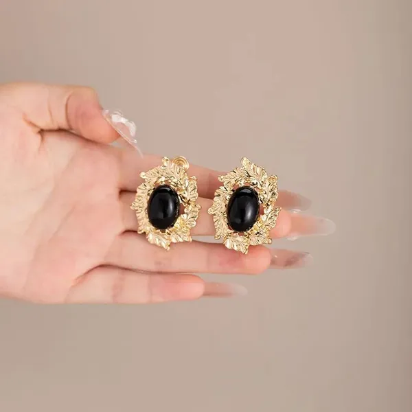 Black_Baroque_Pearl_Oval_Stud_Earrings_Gold_Tone_Alloy_With_Sterling_Silver_Posts_Black_Gold
