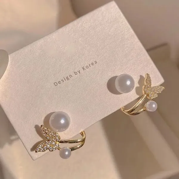 Butterfly_Pearl_Stud_Earrings_Crystal_Gold_Tone_For_Women