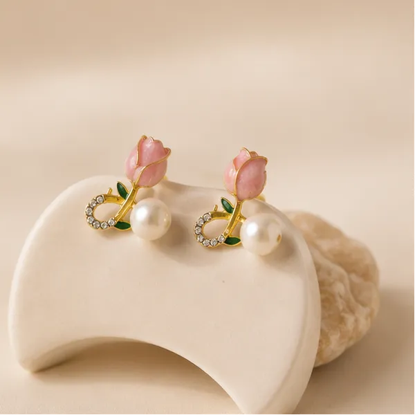 Tulip_Pearl_Drop_Stud_Earrings_With_Crystal_Accent_Floral_Daily_Wear_For_Women