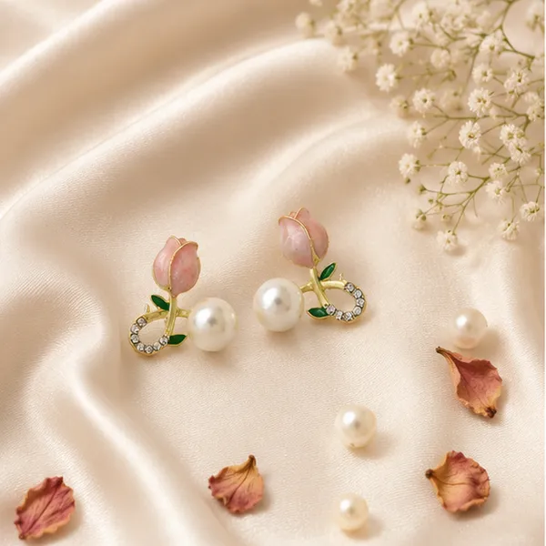 Tulip_Pearl_Drop_Stud_Earrings_With_Crystal_Accent_Floral_Daily_Wear_For_Women