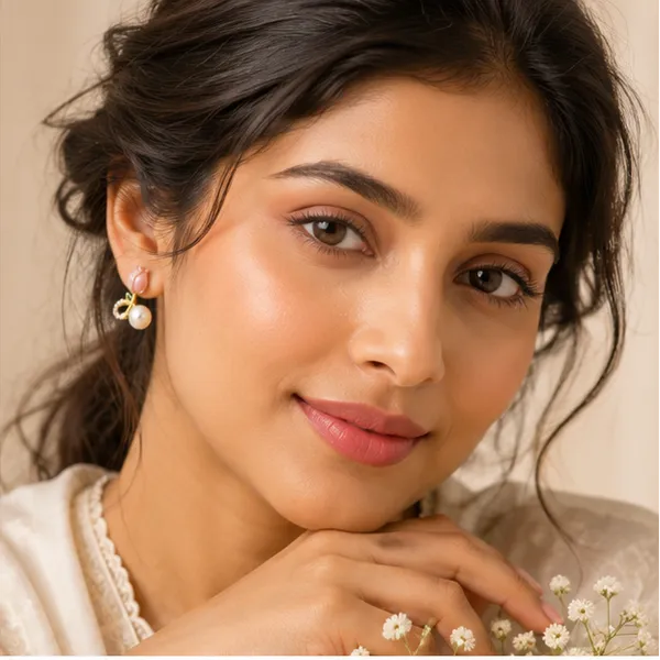 Tulip_Pearl_Drop_Stud_Earrings_With_Crystal_Accent_Floral_Daily_Wear_For_Women