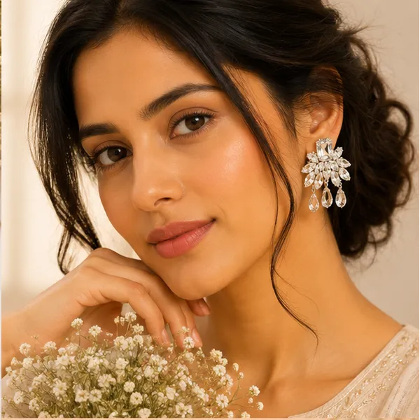 Crystal_Floral_Drop_Earrings_Silver_Transparent_Silver_Transparent