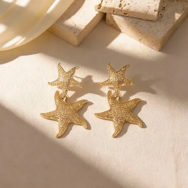 Gold_Starfish_Shell_Drop_Earrings_Beach_Statement_Jewellery_For_Women