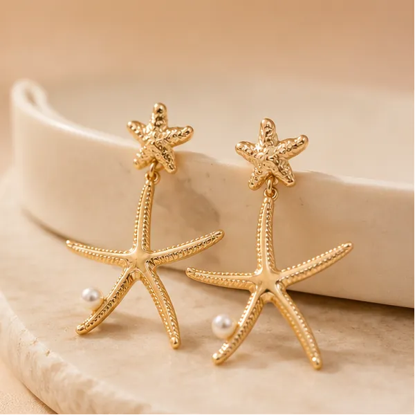 Gold_Starfish_Faux_Pearl_Drop_Earrings_Beach_Statement_Jewellery_For_Women