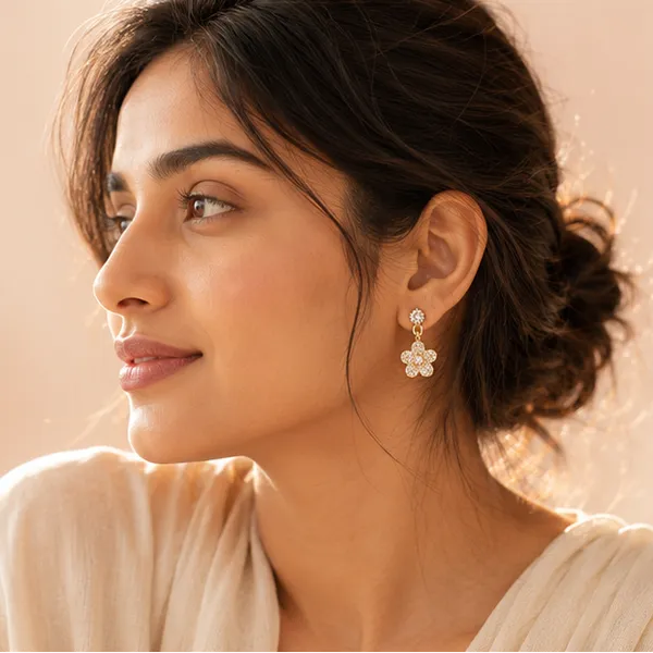 Crystal_Flower_Drop_Earrings_Gold_Tone_Gold
