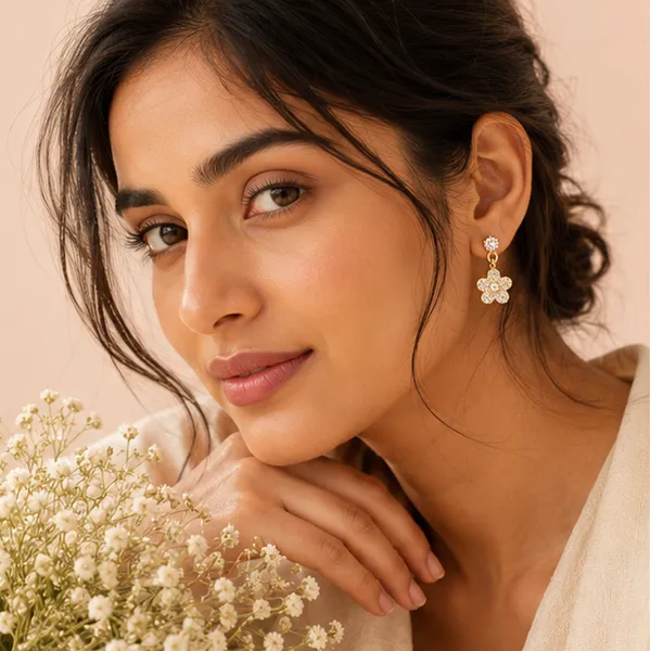 Crystal_Flower_Drop_Earrings_Gold_Tone_Gold