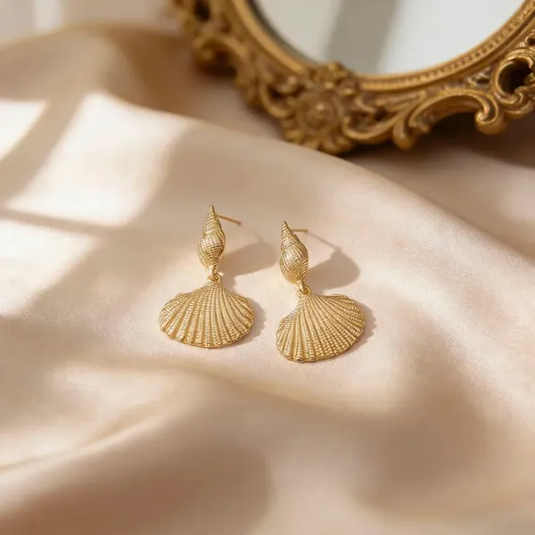Golden_Shoreline_Scallop_Conch_Drop_Earrings