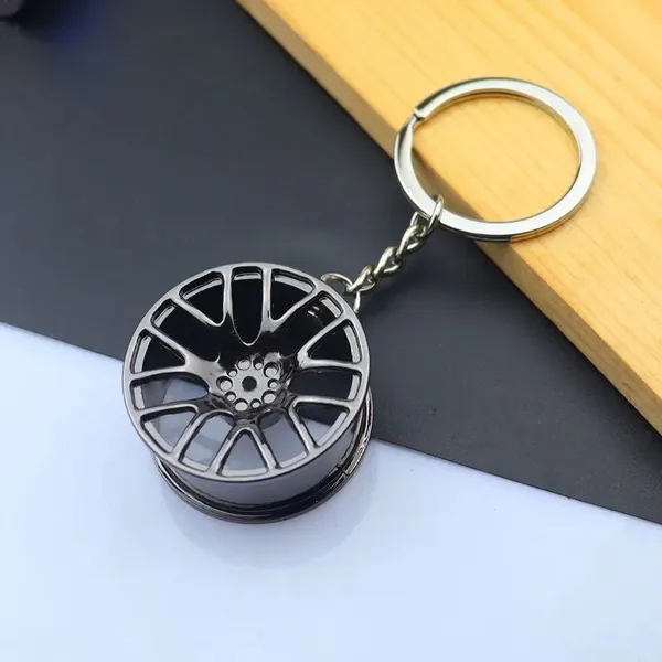 High_Gloss_Chrome_Alloy_Wheel_Rim_Keychain_Black