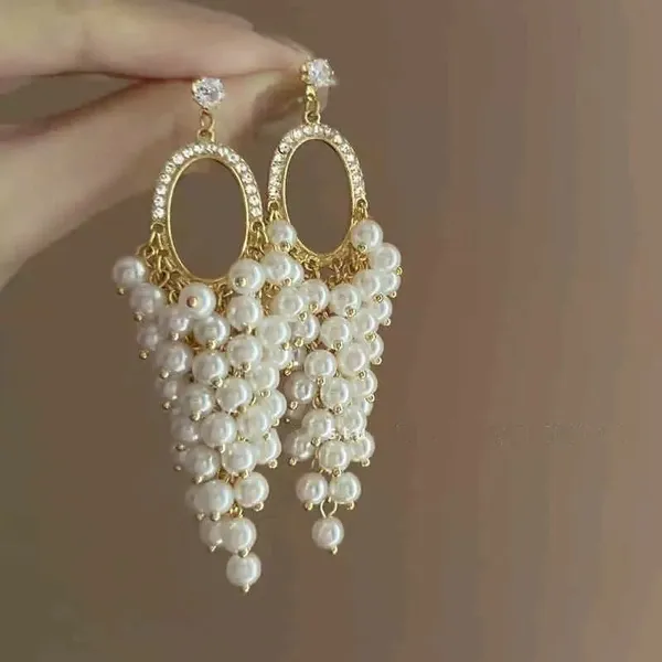 Pearl_Hoop_Earrings_With_Cluster_Drop_Gold_Tone_Party_Wear