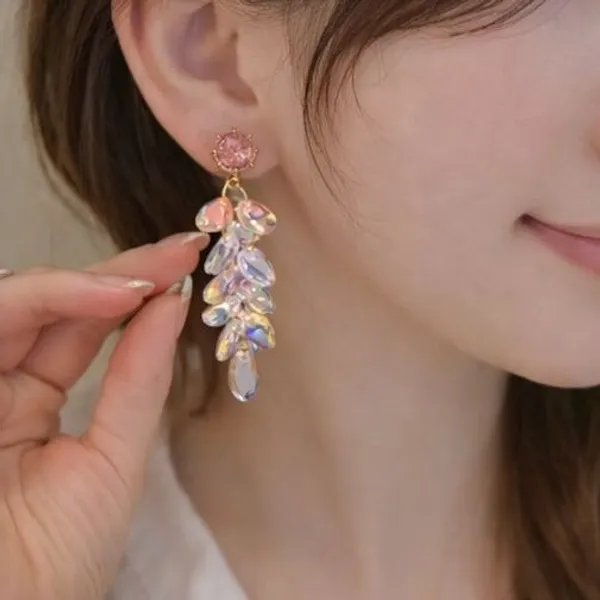 Rainbow_Crystal_Cascade_Drop_Earrings_Gold_Tone_Party_Wear
