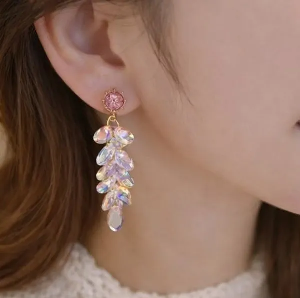Rainbow_Crystal_Cascade_Drop_Earrings_Gold_Tone_Party_Wear