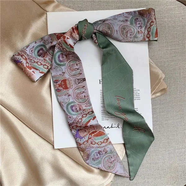 Buddha_Print_Hair_Tie_Scarf_Purple_Green