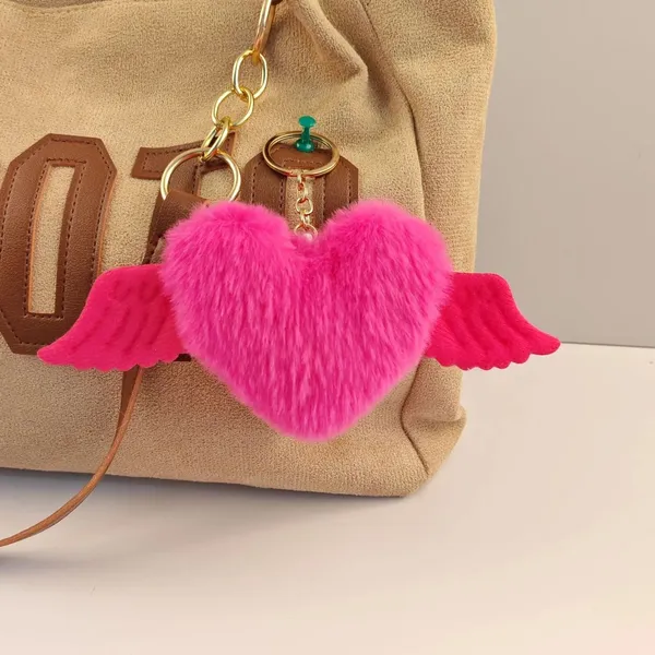 Heart_Shape_Bag_Charm_Hot_Pink_Plush_Winged_Heart