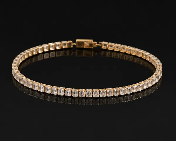 Cz_Tennis_Bracelet_With_Rectangle_Stones_18k_Gold_Plated_Stainless_Steel
