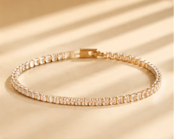 Cz_Tennis_Bracelet_With_Rectangle_Stones_18k_Gold_Plated_Stainless_Steel