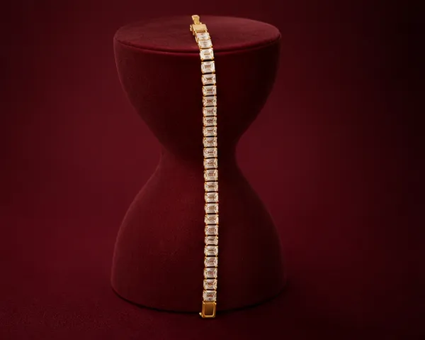 Cz_Tennis_Bracelet_With_Rectangle_Stones_18k_Gold_Plated_Stainless_Steel
