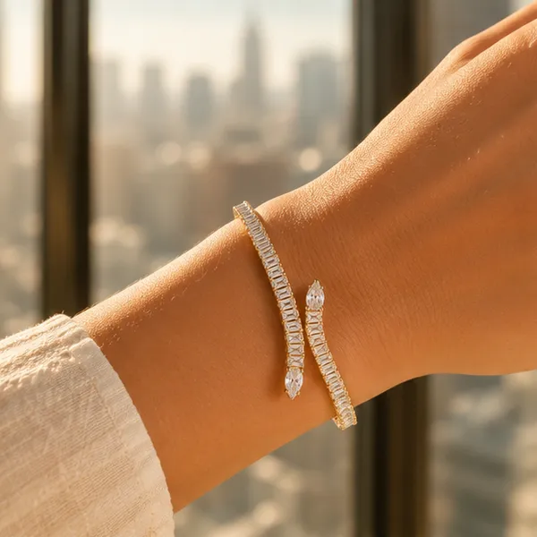 Gold_Plated_Snake_Tennis_Bracelet_With_Baguette_American_Diamond