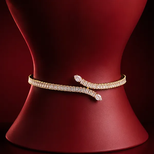 Gold_Plated_Snake_Tennis_Bracelet_With_Baguette_American_Diamond