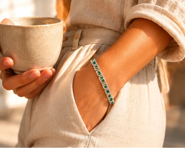 Elegant_Green_Yellow_Cz_Tennis_Bracelet_Stainless_Steel